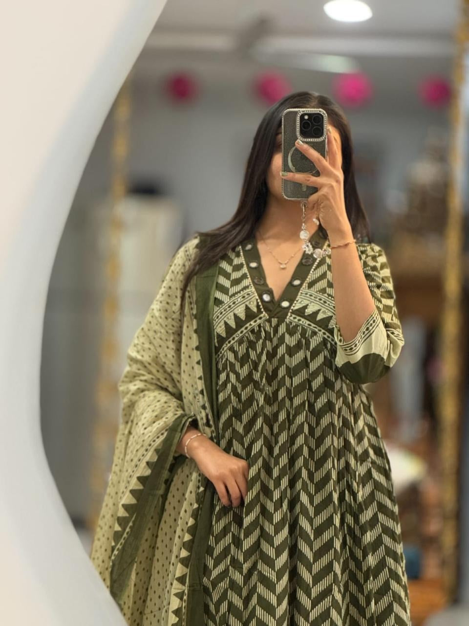 Wedding And Regular Super Hit Out Fit A-Line Kurti With Pant And Dupatta Set