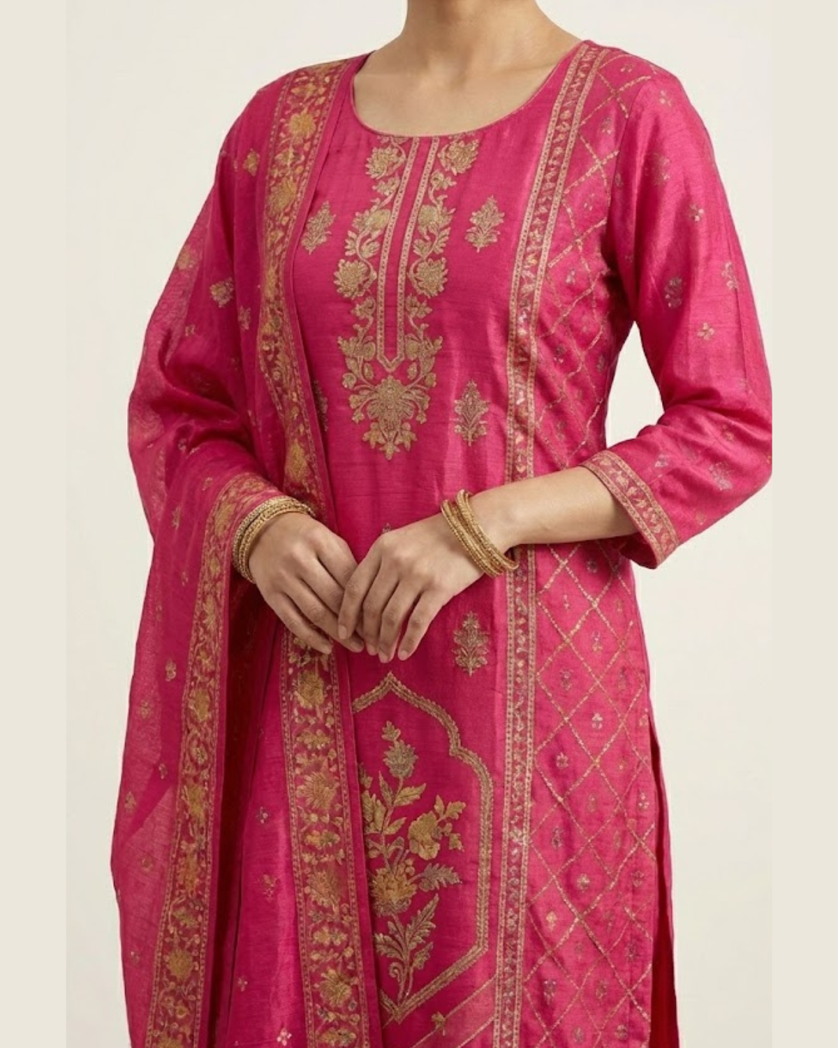 Pure Muslin New Arrivals Festivel Pink Rani Special 3 Piece Set