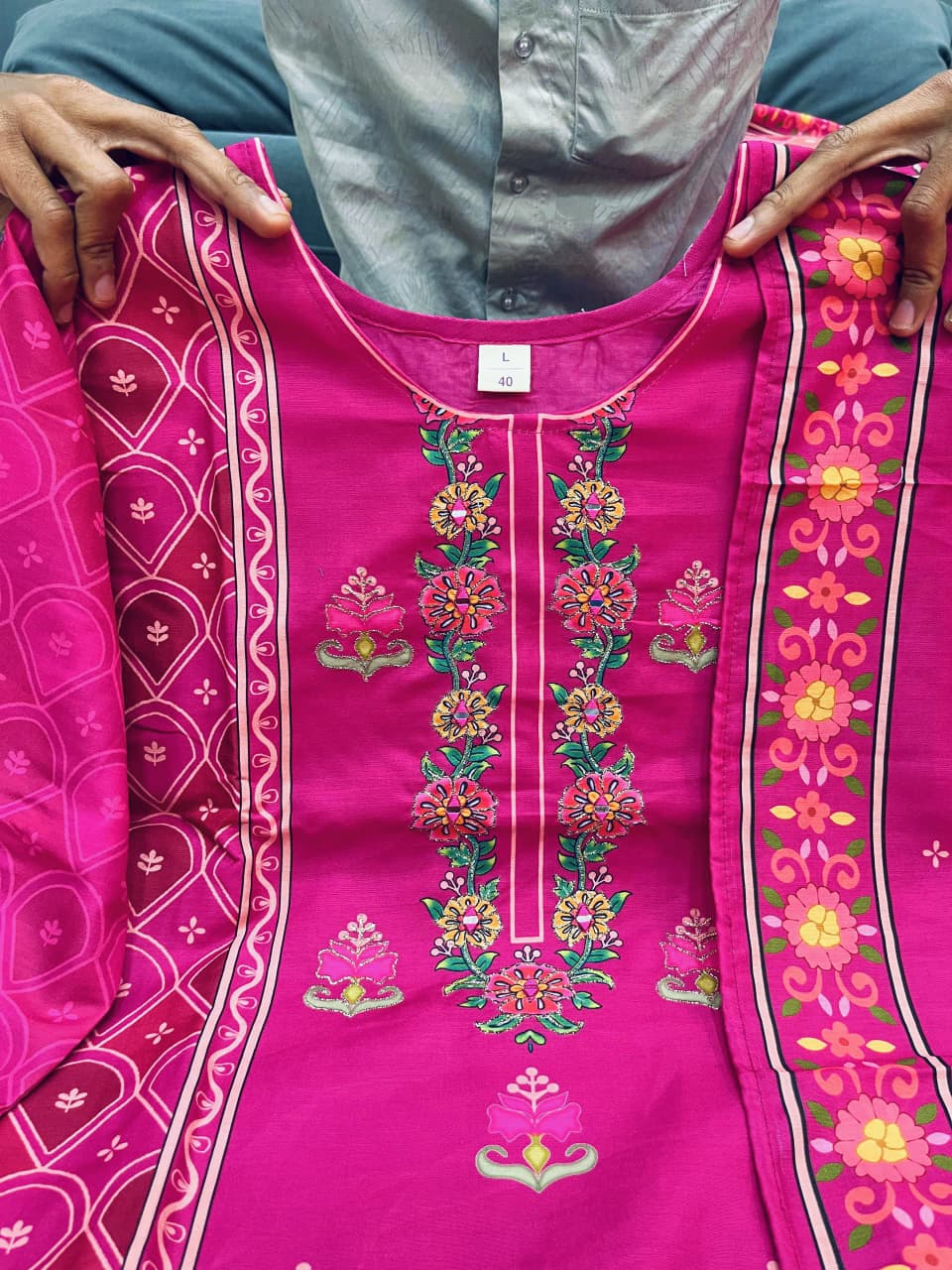 Pure Muslin New Arrivals Festivel Pink Rani Special 3 Piece Set
