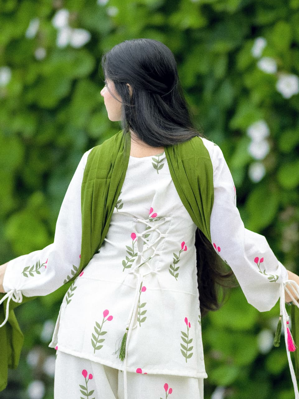 Pure Cotton Printed Farshi Salwar Suit for Women with Green Dupatta