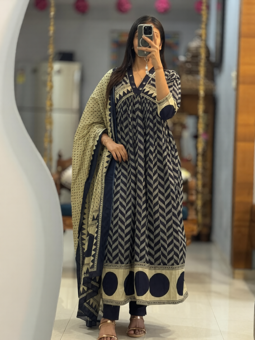 Wedding And Regular Super Hit Out Fit A-Line Kurti With Pant And Dupatta Set
